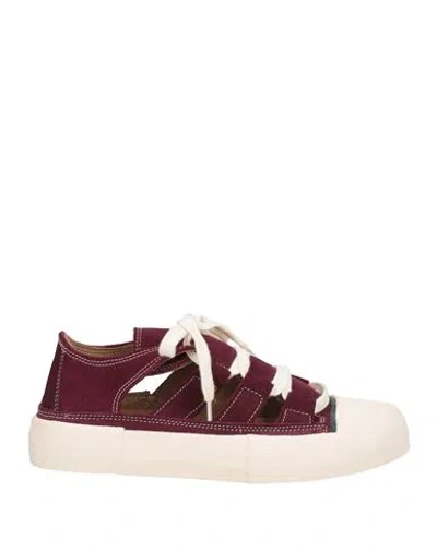 Wollow Woman Sneakers Burgundy Size 6 Leather, Rubber