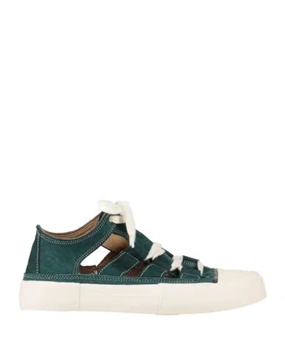 Wollow Woman Sneakers Deep Teal Size 7 Leather, Rubber In Green