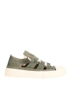 Wollow Woman Sneakers Military Green Size 8 Leather