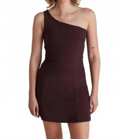 Wolven Active One-shoulder Mini Dress In Brown