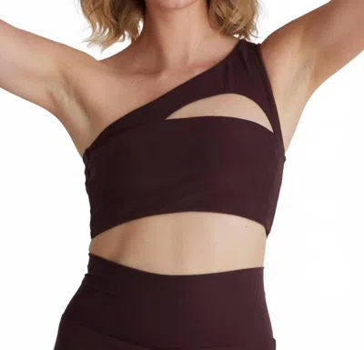 Wolven Active One Shoulder Top In Chai In Brown