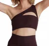 Wolven Active One Shoulder Top In Chai In Brown