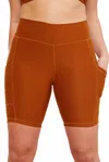 Wolven Active Pocket Bike Short In Turmeric In Brown