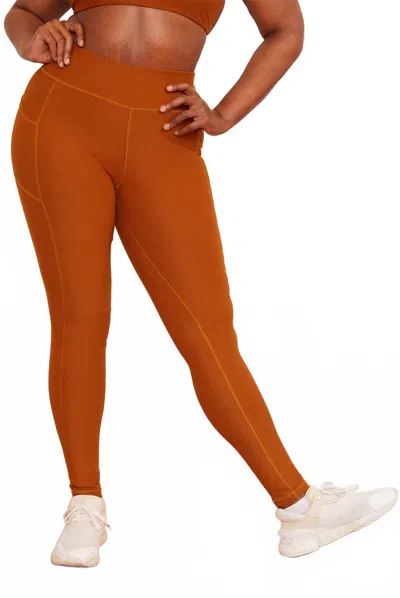 Wolven Active Pocket Legging In Turmeric In Brown