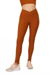 Wolven Crossover Active Pocket Legging In Turmeric In Brown