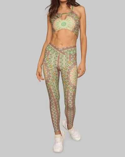 Wolven Fauna Ruched Crossover Legging In Multi