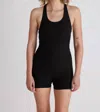 Wolven Scoop Neck Active Onesie In Black In Black