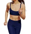 Wolven Vegan Suede Finish Double Strap Bra In Sapphire In Blue