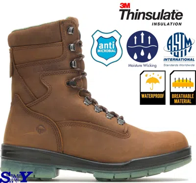 Pre-owned Wolverine 8" Waterproof Insulated Slip Resistant Lightweight Men's Work Boots Wv In Brown