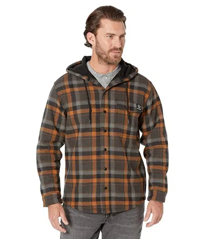 Wolverine Bucksaw Bonded Shirt Jacket Men's Gray Orange Plaid Hooded Gbo21 In Brown