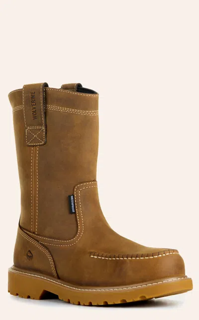 Wolverine Men's Butterscotch Leather Floorhand Wellington Waterproof Work Boots In Brown