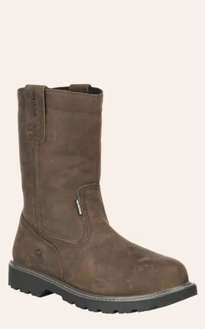 Wolverine Men's Floorhand Brown Waterproof Round Steel Toe Wellington Work Boot