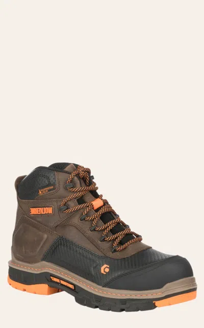 Wolverine Men's Overpass Brown And Orange Round Composite Toe Lace Up Work Boot