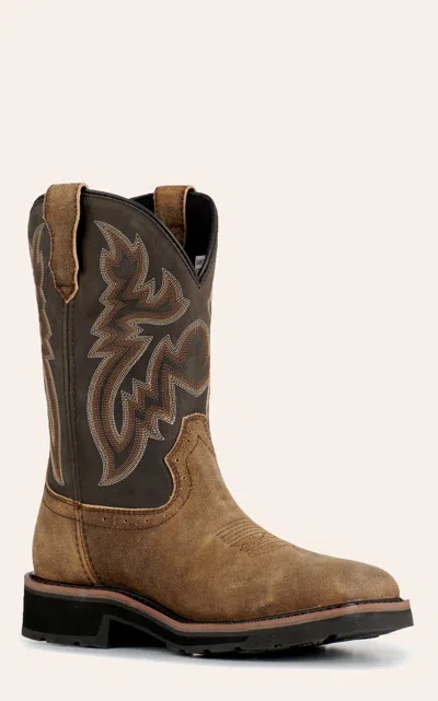 Wolverine Men's Rancher Black & Rough Out Brown Steel Wide Square Toe Work Boots
