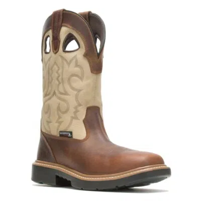 Wolverine Men's Rancher Eh Waterproof Durashock Square Steel Toe Boots In Bone And Cognac In Multi