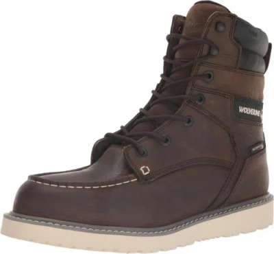 Pre-owned Wolverine Men's Trade Wedge Waterproof Steel Toe 8" Construction Boot In Dark Brown