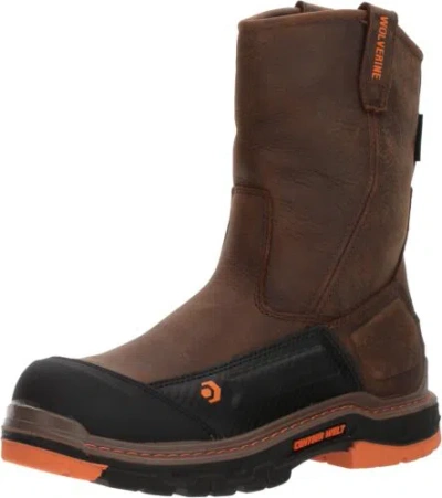 Pre-owned Wolverine Mens Overpass 10 Inch Composite Toe Wellington Boot In Wpf Cwlt Cm Summer Brown