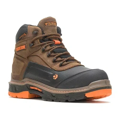 Wolverine Mens Overpass Waterproof Flat Heel Work Boots In Brown