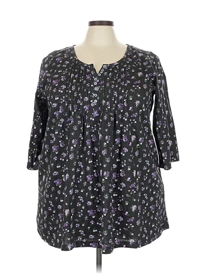 Pre-owned Woman Within 3/4 Sleeve Blouse In Black