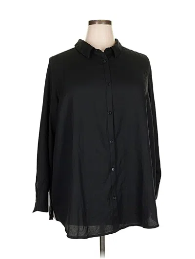 Pre-owned Woman Within 3/4 Sleeve Blouse In Black