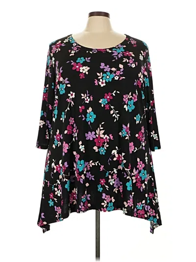 Pre-owned Woman Within 3/4 Sleeve Blouse In Black