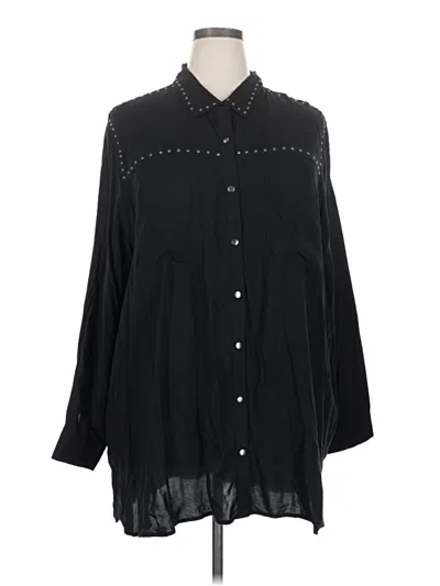 Pre-owned Woman Within 3/4 Sleeve Blouse In Black