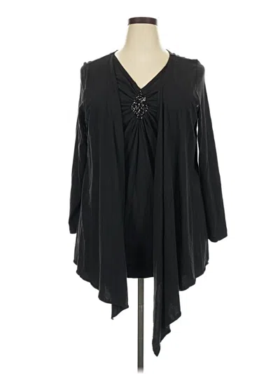 Pre-owned Woman Within 3/4 Sleeve Blouse In Black