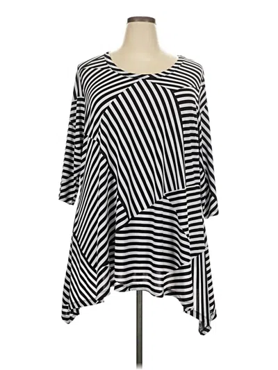 Pre-owned Woman Within 3/4 Sleeve Blouse In Black