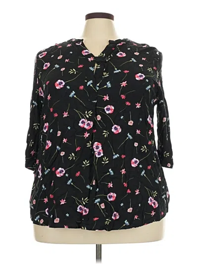 Pre-owned Woman Within 3/4 Sleeve Blouse In Black