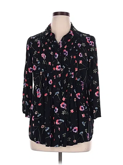 Pre-owned Woman Within 3/4 Sleeve Blouse In Black