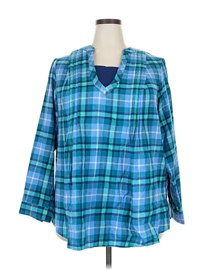 Pre-owned Woman Within 3/4 Sleeve Blouse In Blue