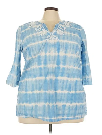 Pre-owned Woman Within 3/4 Sleeve Blouse In Blue