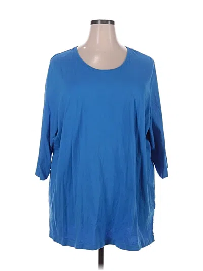 Pre-owned Woman Within 3/4 Sleeve Blouse In Blue