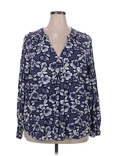 Pre-owned Woman Within 3/4 Sleeve Blouse In Blue