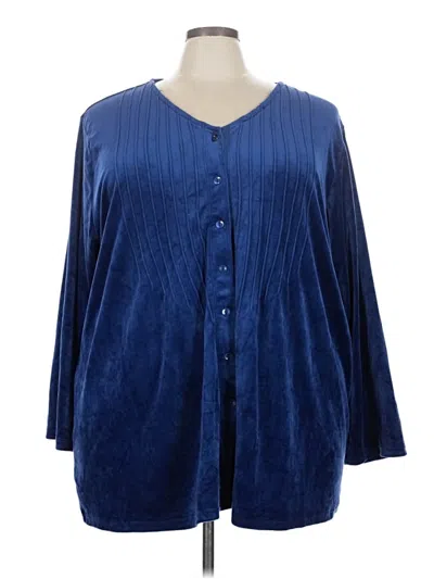 Pre-owned Woman Within 3/4 Sleeve Blouse In Blue