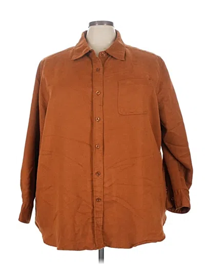 Pre-owned Woman Within 3/4 Sleeve Blouse In Brown