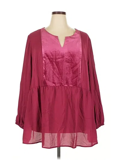 Pre-owned Woman Within 3/4 Sleeve Blouse In Burgundy