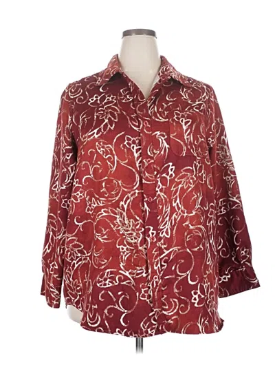 Pre-owned Woman Within 3/4 Sleeve Blouse In Burgundy