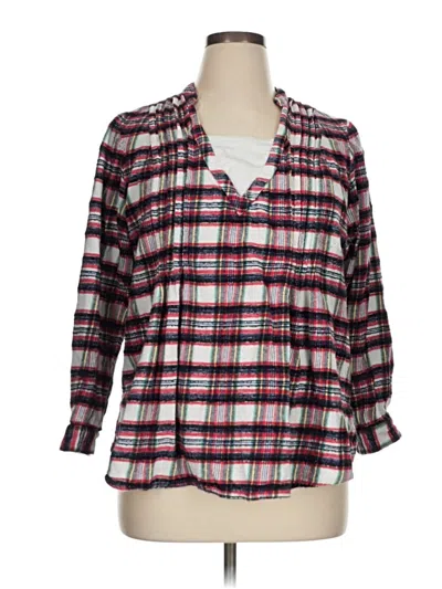 Pre-owned Woman Within 3/4 Sleeve Blouse In Burgundy