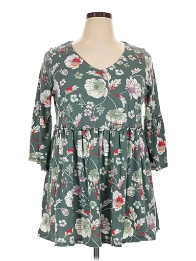 Pre-owned Woman Within 3/4 Sleeve Blouse In Gray