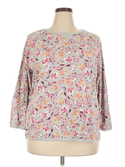 Pre-owned Woman Within 3/4 Sleeve Blouse In Gray