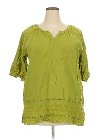 Pre-owned Woman Within 3/4 Sleeve Blouse In Green