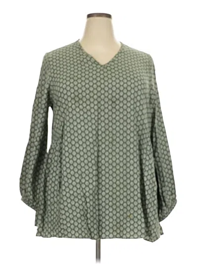 Pre-owned Woman Within 3/4 Sleeve Blouse In Green