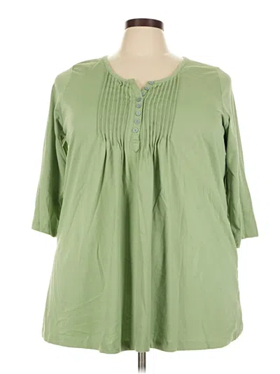 Pre-owned Woman Within 3/4 Sleeve Blouse In Green