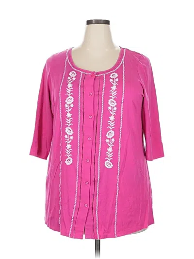Pre-owned Woman Within 3/4 Sleeve Blouse In Pink