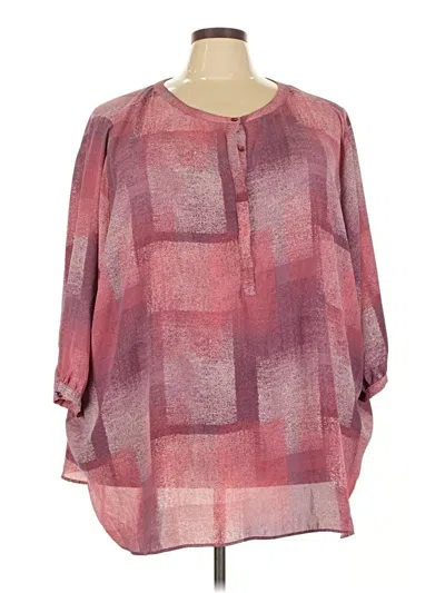 Pre-owned Woman Within 3/4 Sleeve Blouse In Pink