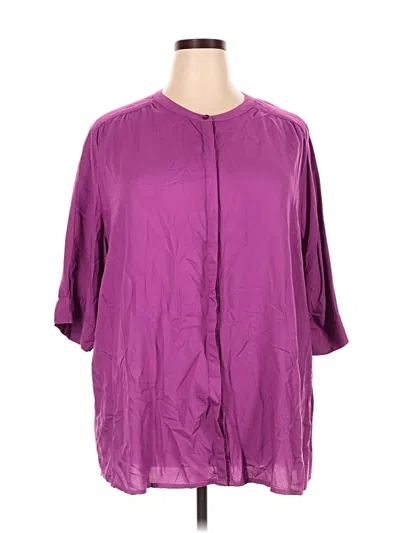 Pre-owned Woman Within 3/4 Sleeve Blouse In Purple