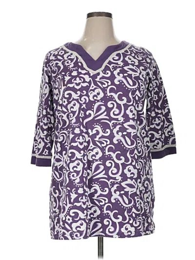 Pre-owned Woman Within 3/4 Sleeve Blouse In Purple