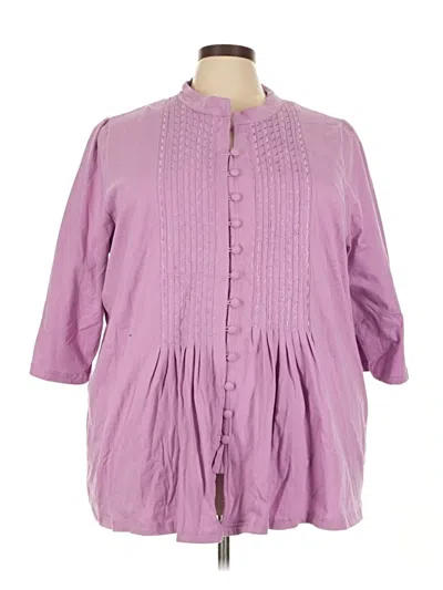 Pre-owned Woman Within 3/4 Sleeve Blouse In Purple