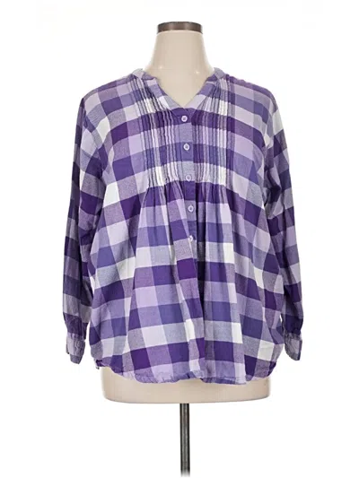 Pre-owned Woman Within 3/4 Sleeve Blouse In Purple